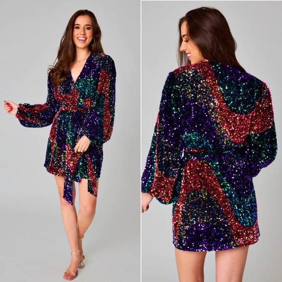 Buddy Love | Sequin Wrap Dress. - Picture 4 of 8